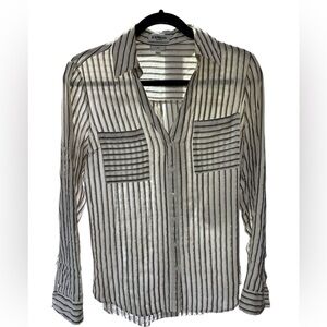 Express Black and White Casual Button Down Shirt